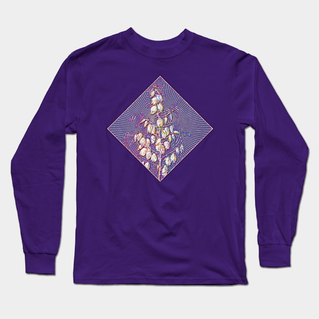 Adam's Needle Floral Rainbow Mosaic on Veri Peri Long Sleeve T-Shirt by Holy Rock Design